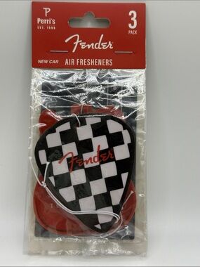 Fender Black White Red Checkerboard Guitar Pick Air Fresheners 3 pack New Car